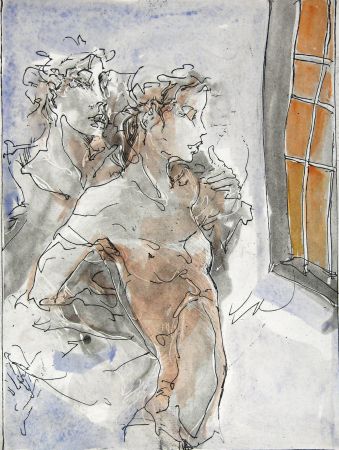 Am Fenster II - Etching exploring interior spaces